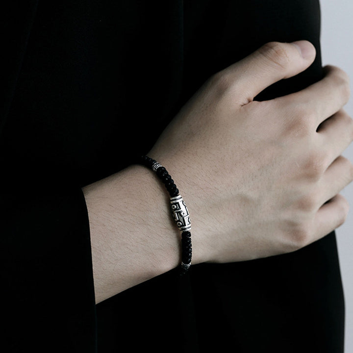 Buddha Stones 999 Srebro Sterlingowe Dziewięciooczne Dzi Koraliki Wzór Błogosławieństwa Bransoletka Lina - image 12