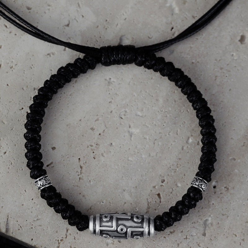 Buddha Stones 999 Srebro Sterlingowe Dziewięciooczne Dzi Koraliki Wzór Błogosławieństwa Bransoletka Lina - image 15