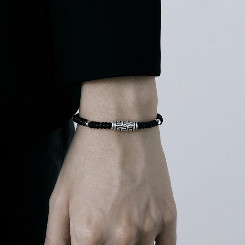 Buddha Stones 999 Srebro Sterlingowe Dziewięciooczne Dzi Koraliki Wzór Błogosławieństwa Bransoletka Lina - image 13