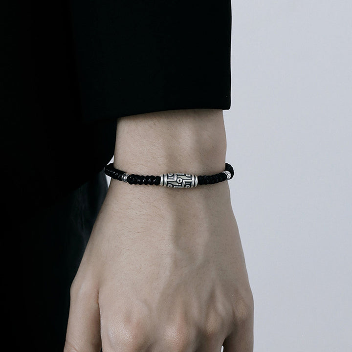 Buddha Stones 999 Srebro Sterlingowe Dziewięciooczne Dzi Koraliki Wzór Błogosławieństwa Bransoletka Lina - image 13