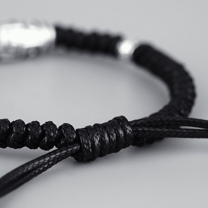 Buddha Stones 999 Srebro Sterlingowe Dziewięciooczne Dzi Koraliki Wzór Błogosławieństwa Bransoletka Lina - image 5