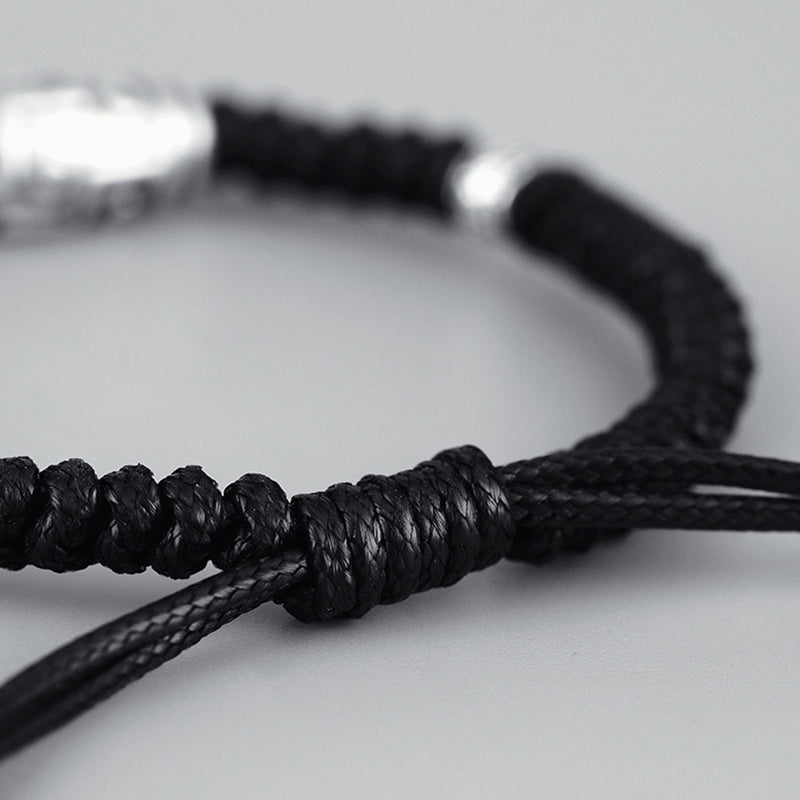 Buddha Stones 999 Srebro Sterlingowe Dziewięciooczne Dzi Koraliki Wzór Błogosławieństwa Bransoletka Lina - image 5