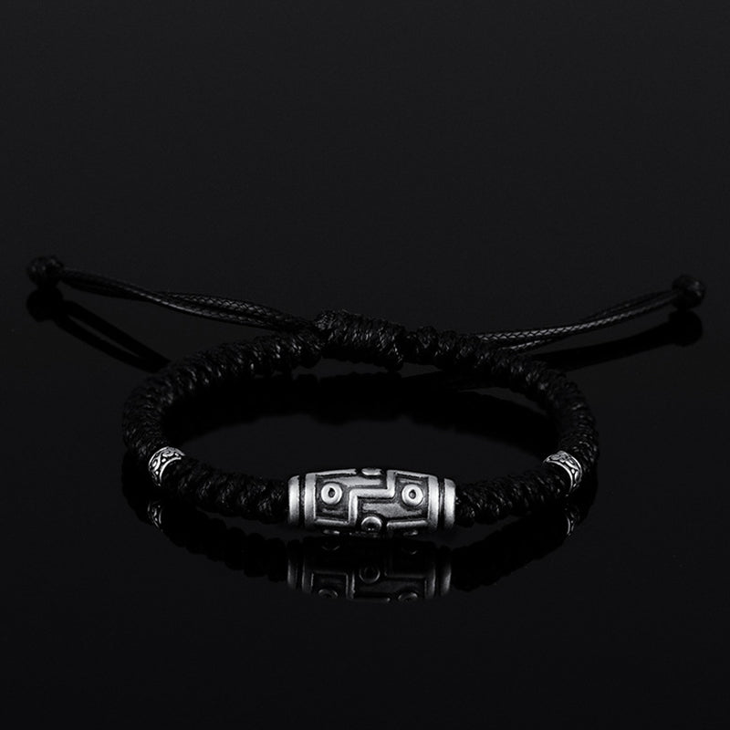 Buddha Stones 999 Srebro Sterlingowe Dziewięciooczne Dzi Koraliki Wzór Błogosławieństwa Bransoletka Lina - image 14