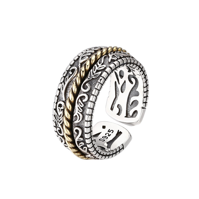 Pierścionek regulowany Buddha Stones ze srebra próby 925 z motywem kwiatowym Dynastii Tang, przedstawiający szczęście - image 5