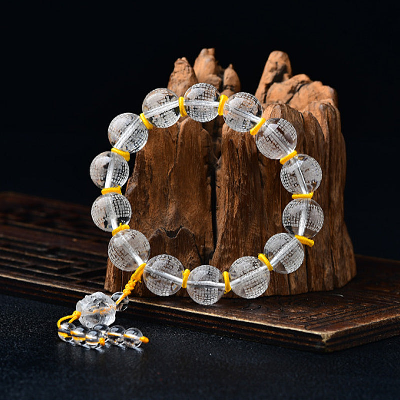 Buddha Stones Tybet Biały Kryształ Pół Demon Pół Budda Serce Sutra Lotus Bransoletka Uzdrawiająca