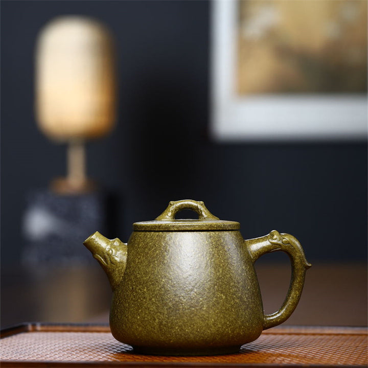 Buddha Stones Yixing Pół-ręcznie wykonane Żółto-Zielone-Fioletowe Gliny Kung Fu Czajnik 240 ml
