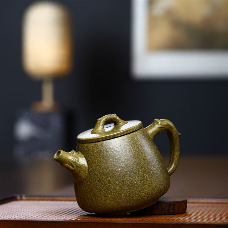 Buddha Stones Yixing Pół-ręcznie wykonane Żółto-Zielone-Fioletowe Gliny Kung Fu Czajnik 240 ml