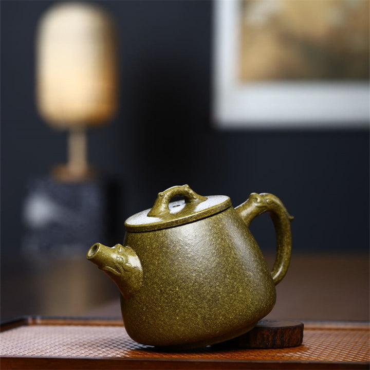Buddha Stones Yixing Pół-ręcznie wykonane Żółto-Zielone-Fioletowe Gliny Kung Fu Czajnik 240 ml