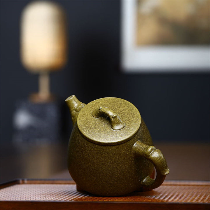 Buddha Stones Yixing Pół-ręcznie wykonane Żółto-Zielone-Fioletowe Gliny Kung Fu Czajnik 240 ml