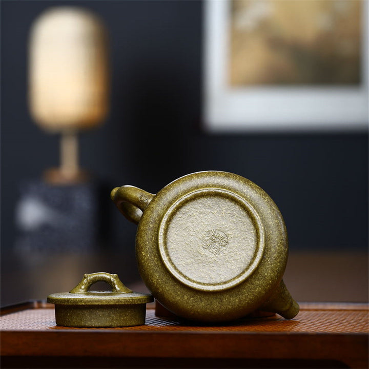 Buddha Stones Yixing Pół-ręcznie wykonane Żółto-Zielone-Fioletowe Gliny Kung Fu Czajnik 240 ml