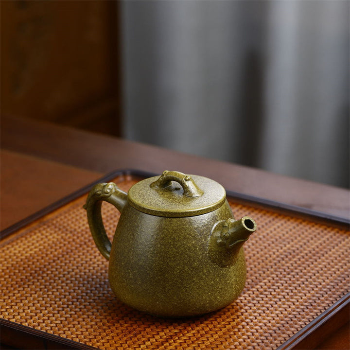 Buddha Stones Yixing Pół-ręcznie wykonane Żółto-Zielone-Fioletowe Gliny Kung Fu Czajnik 240 ml
