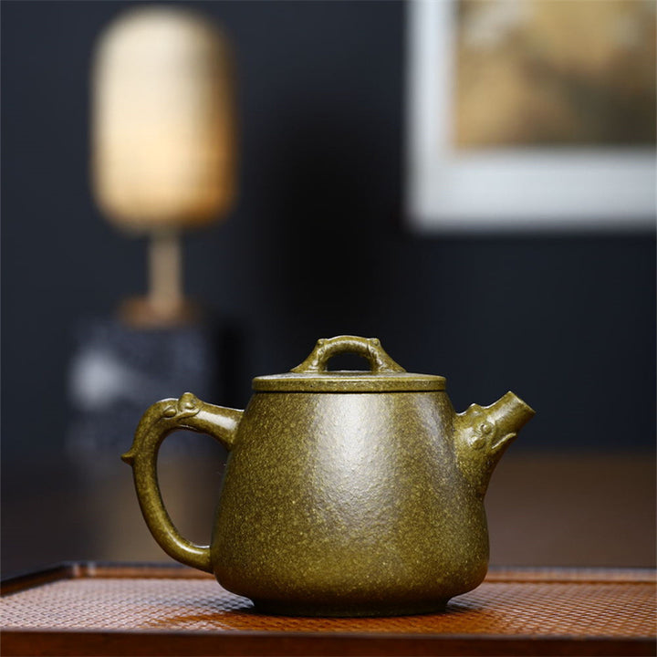 Buddha Stones Yixing Pół-ręcznie wykonane Żółto-Zielone-Fioletowe Gliny Kung Fu Czajnik 240 ml