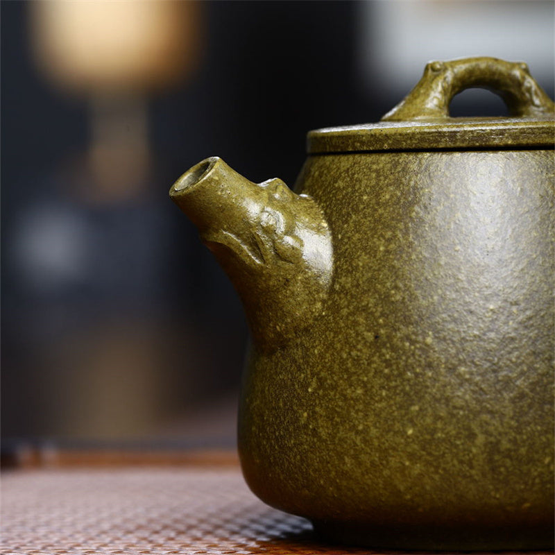 Buddha Stones Yixing Pół-ręcznie wykonane Żółto-Zielone-Fioletowe Gliny Kung Fu Czajnik 240 ml