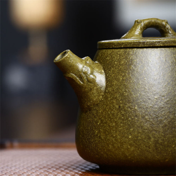 Buddha Stones Yixing Pół-ręcznie wykonane Żółto-Zielone-Fioletowe Gliny Kung Fu Czajnik 240 ml
