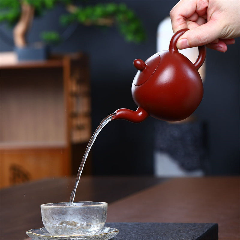 Buddha Stones Yixing Pół-ręcznie wykonany Brązowy Fioletowy Gliniany Czajnik Kung Fu 200ml