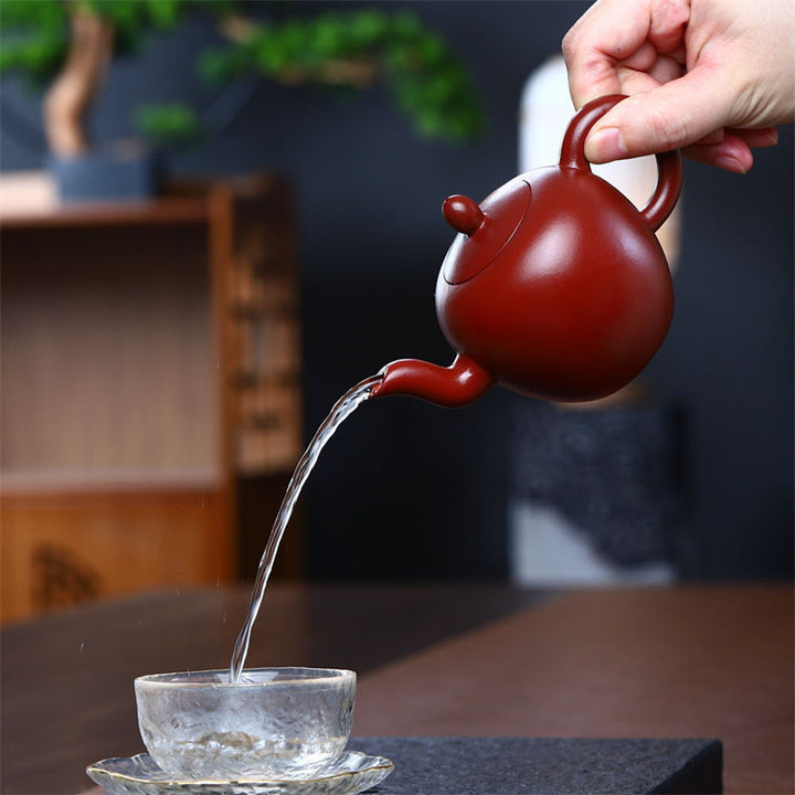 Buddha Stones Yixing Pół-ręcznie wykonany Brązowy Fioletowy Gliniany Czajnik Kung Fu 200ml