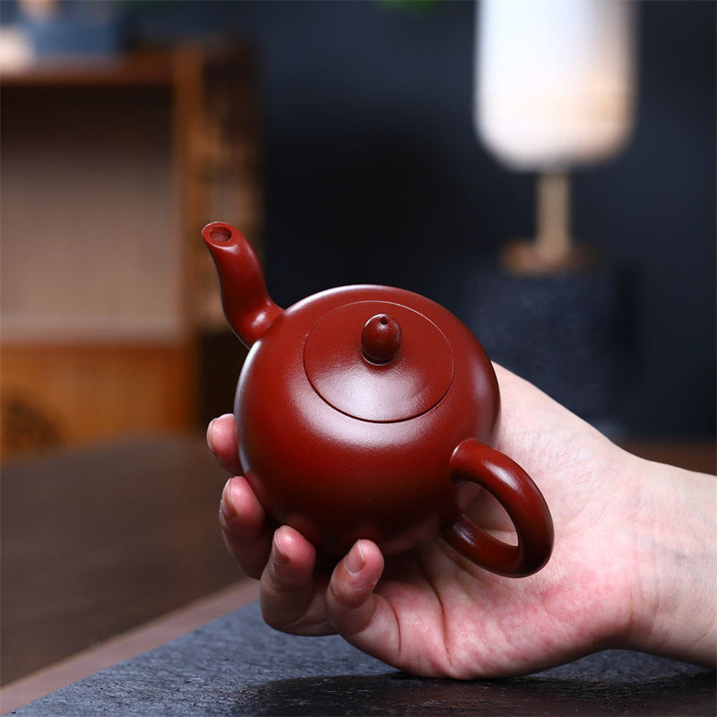 Buddha Stones Yixing Pół-ręcznie wykonany Brązowy Fioletowy Gliniany Czajnik Kung Fu 200ml