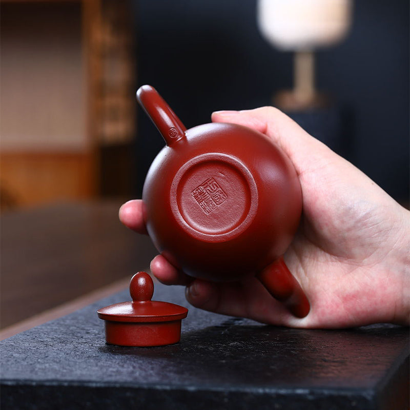 Buddha Stones Yixing Pół-ręcznie wykonany Brązowy Fioletowy Gliniany Czajnik Kung Fu 200ml