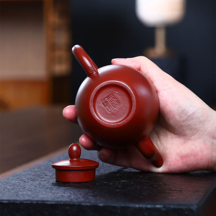 Buddha Stones Yixing Pół-ręcznie wykonany Brązowy Fioletowy Gliniany Czajnik Kung Fu 200ml