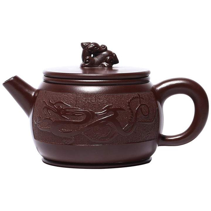 Buddha Stones Yixing Ręcznie Robione Brązowy Smok Fioletowa Glina Kung Fu Czajnik 240ml