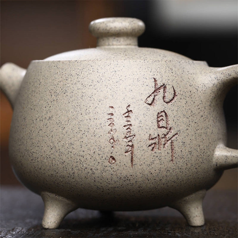 Buddha Stones Yixing Pół-ręcznie wykonany beżowy fioletowy gliniany czajniczek Kung Fu 200ml