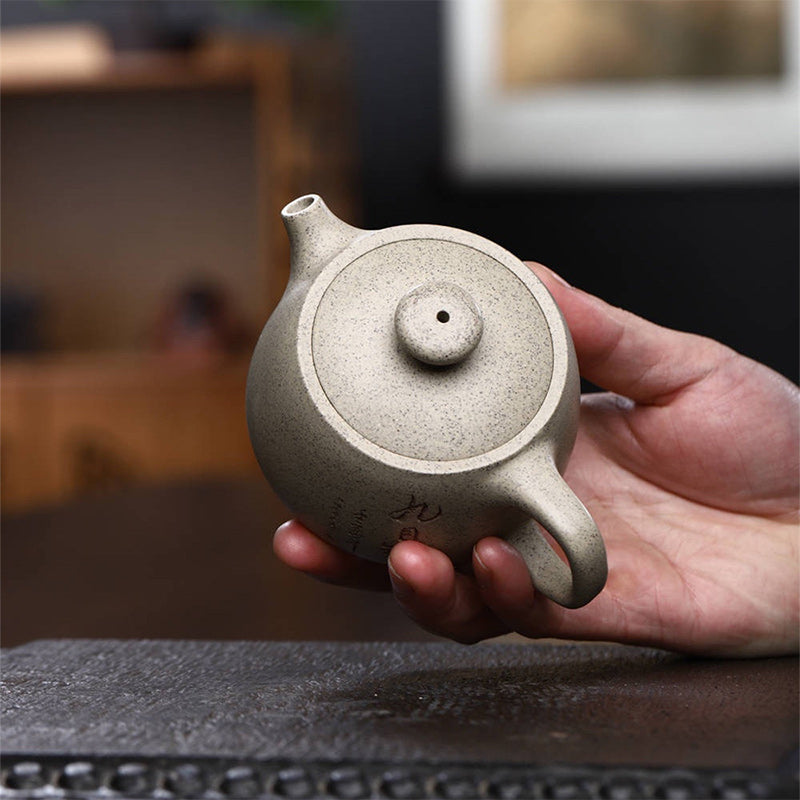 Buddha Stones Yixing Pół-ręcznie wykonany beżowy fioletowy gliniany czajniczek Kung Fu 200ml