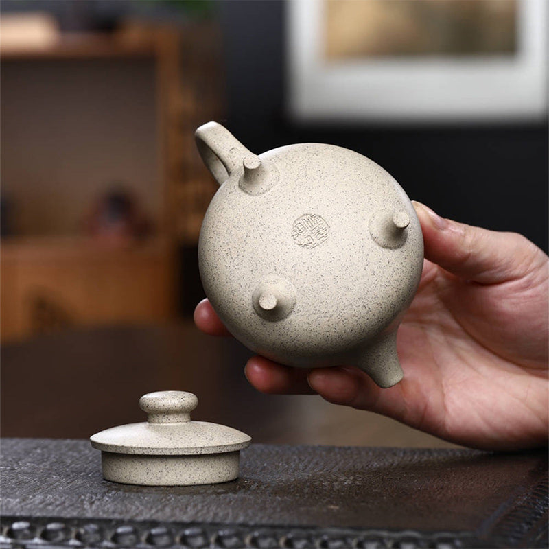 Buddha Stones Yixing Pół-ręcznie wykonany beżowy fioletowy gliniany czajniczek Kung Fu 200ml