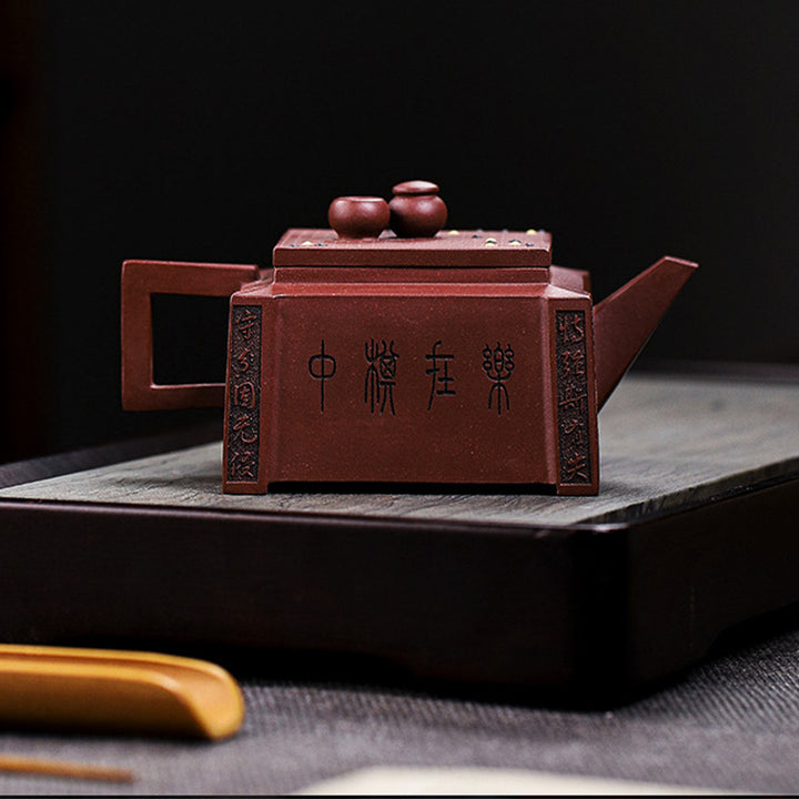 Buddha Stones Yixing Wszystko Ręcznie Robione Gomoku Gra w Szachy Fioletowa Glina Kung Fu Kwadratowy Czajnik 280ml