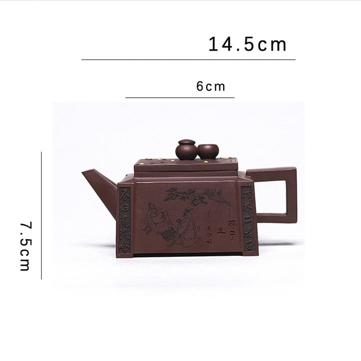 Buddha Stones Yixing Wszystko Ręcznie Robione Gomoku Gra w Szachy Fioletowa Glina Kung Fu Kwadratowy Czajnik 280ml
