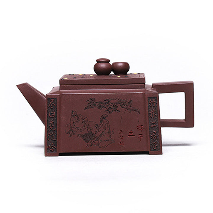 Buddha Stones Yixing Wszystko Ręcznie Robione Gomoku Gra w Szachy Fioletowa Glina Kung Fu Kwadratowy Czajnik 280ml