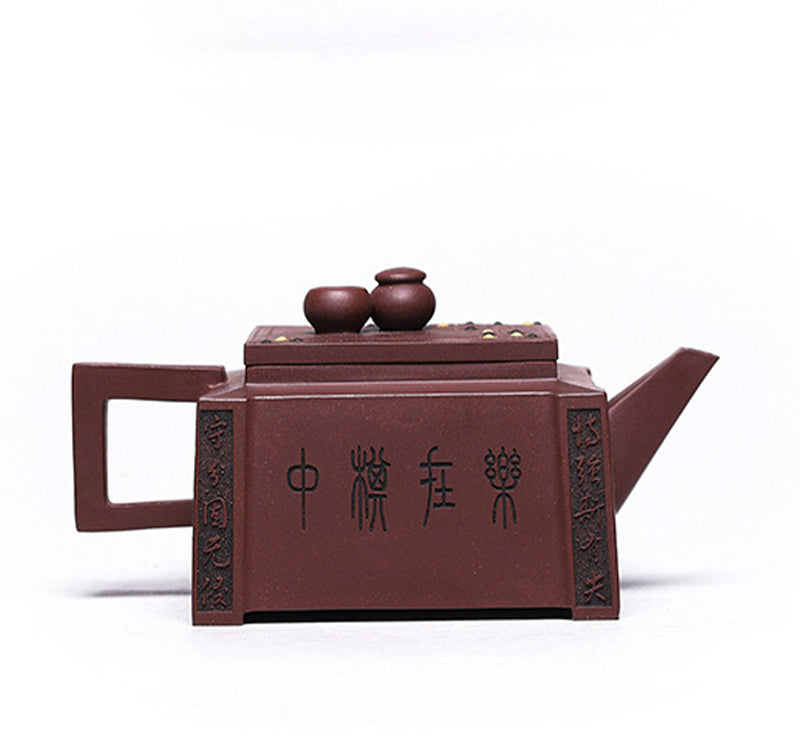 Buddha Stones Yixing Wszystko Ręcznie Robione Gomoku Gra w Szachy Fioletowa Glina Kung Fu Kwadratowy Czajnik 280ml