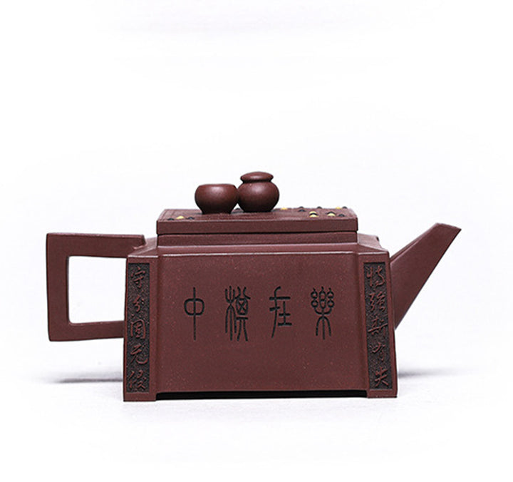 Buddha Stones Yixing Wszystko Ręcznie Robione Gomoku Gra w Szachy Fioletowa Glina Kung Fu Kwadratowy Czajnik 280ml