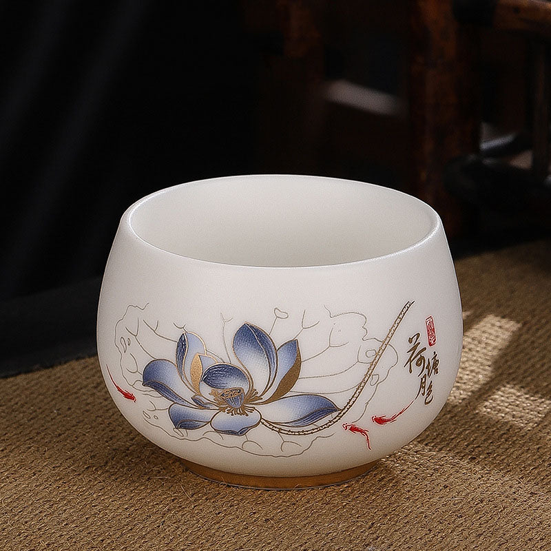 Buddha Stones Smok Cykada Bambus Jeleń Żuraw Lotos Kwiat Śliwki Ceramiczna filiżanka do herbaty Kung Fu Filiżanka do herbaty Miska 185 ml