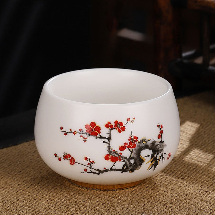 Buddha Stones Smok Cykada Bambus Jeleń Żuraw Lotos Kwiat Śliwki Ceramiczna filiżanka do herbaty Kung Fu Filiżanka do herbaty Miska 185 ml
