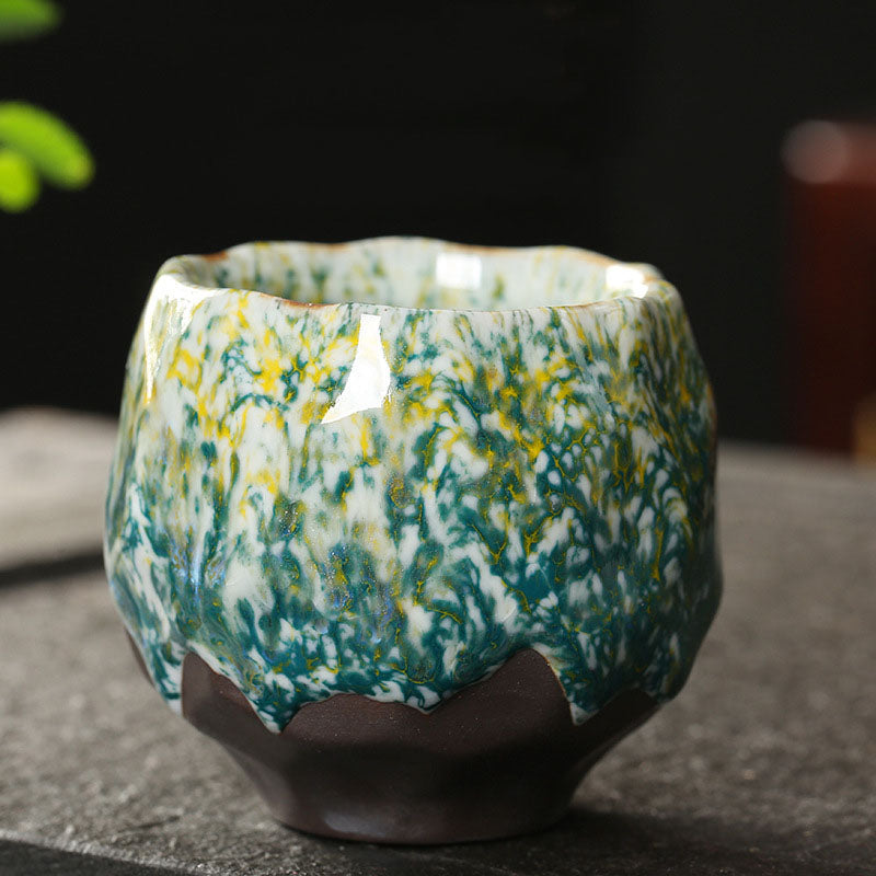 Buddha Stones Pomarańczowy Czerwony Zielony Żółty Ceramiczny kubek do herbaty Kung Fu