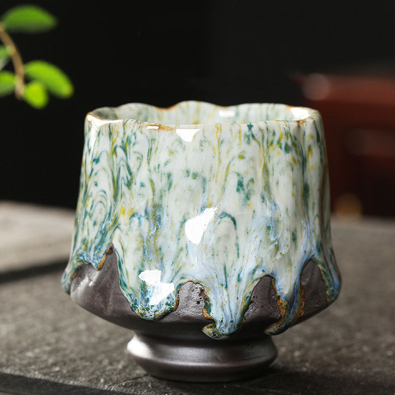Buddha Stones Pomarańczowy Czerwony Zielony Żółty Ceramiczny kubek do herbaty Kung Fu