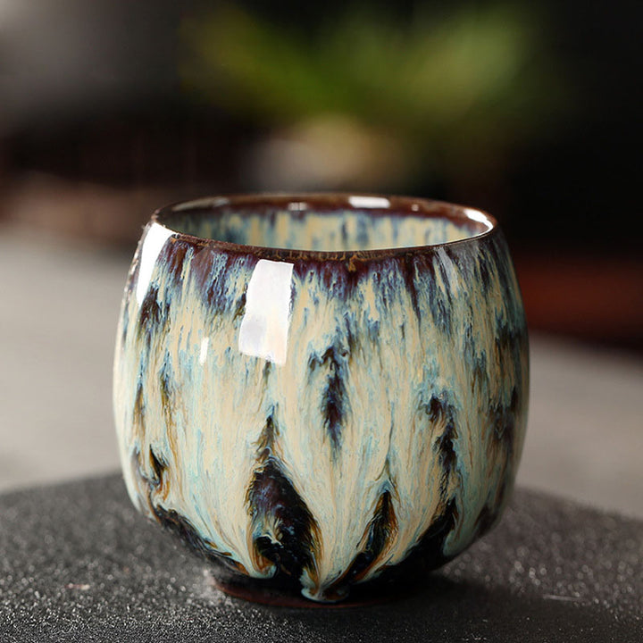 Buddha Stones Proste wielokolorowe zmiany pieca Chiński Jianzhan Ceramiczny kubek do herbaty Kung Fu 110 ml