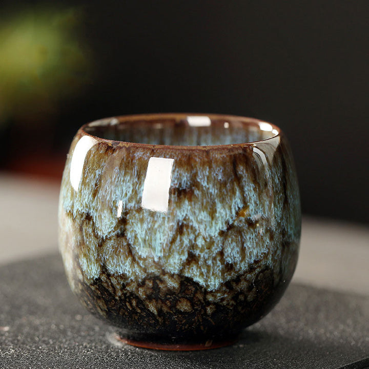 Buddha Stones Proste wielokolorowe zmiany pieca Chiński Jianzhan Ceramiczny kubek do herbaty Kung Fu 110 ml