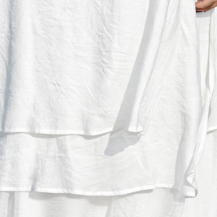 Buddha Stones 2 szt. Białe Tai Chi Medytacja Joga Zen Bawełna Lniana Odzież Top Spodnie Zestaw damski - image 9