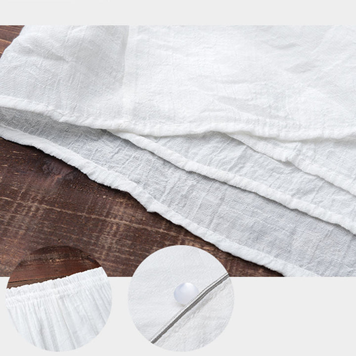 Buddha Stones 2 szt. Prosty design Białe spodnie do medytacji jogi Zen Tai Chi Bawełna Lniana Odzież damska Zestaw - image 8