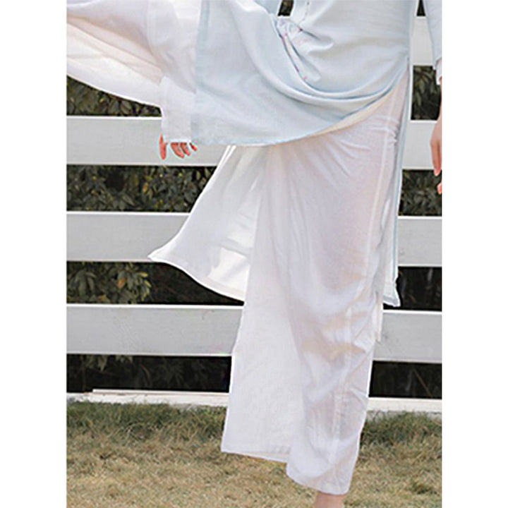 Buddha Stones 2 szt. Wzór Lotosu Tai Chi Medytacja Joga Bawełna Len Odzież Top Spodnie Zestaw damski - image 14