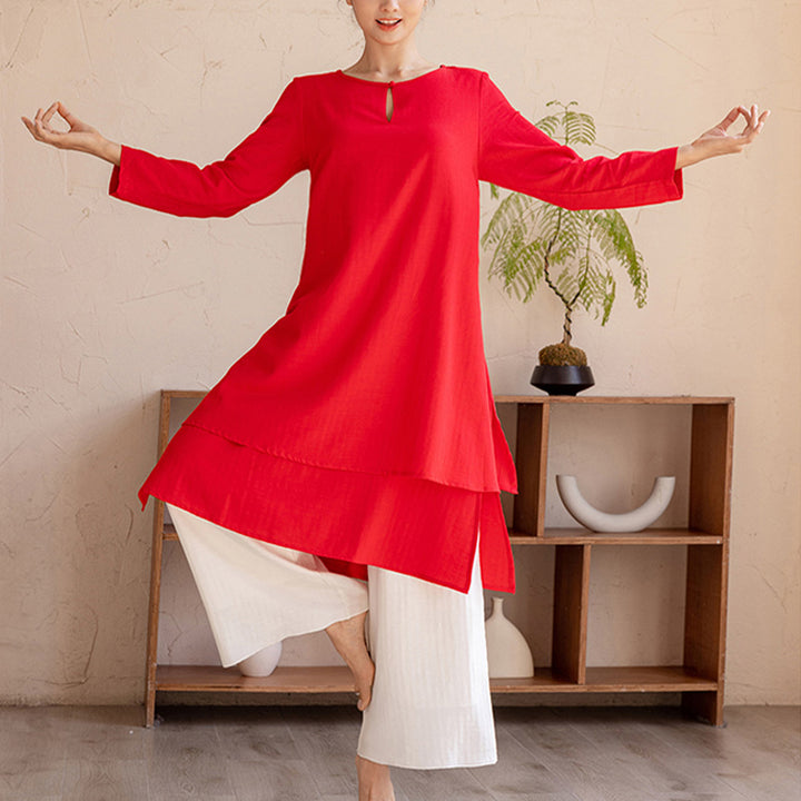 Buddha Stones 2 szt. Prosty design Tai Chi Medytacja Joga Odzież Top Spodnie Zestaw damski