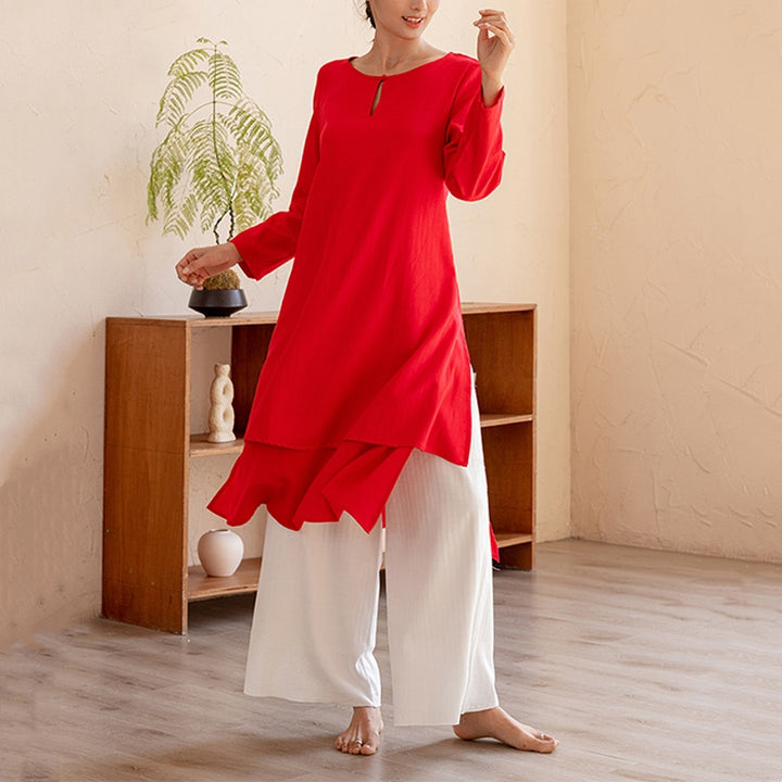 Buddha Stones 2 szt. Prosty design Tai Chi Medytacja Joga Odzież Top Spodnie Zestaw damski - image 13