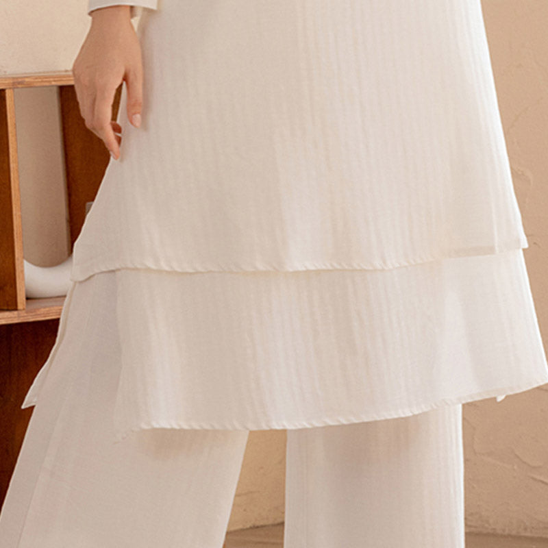 Buddha Stones 2 szt. Prosty design Tai Chi Medytacja Joga Odzież Top Spodnie Zestaw damski - image 7