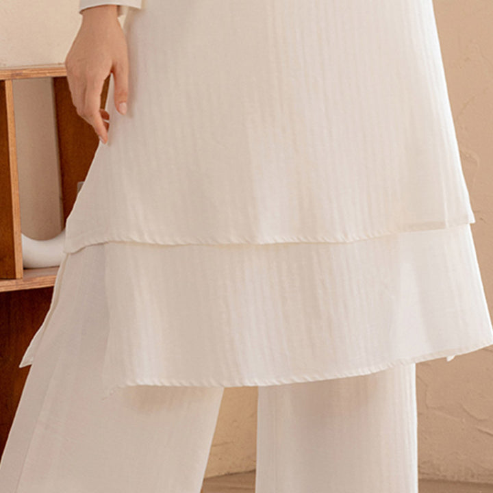 Buddha Stones 2 szt. Prosty design Tai Chi Medytacja Joga Odzież Top Spodnie Zestaw damski - image 7