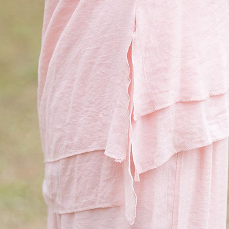 Buddha Stones 2 szt. Gładki wzór Top Spodnie Medytacja Joga Zen Tai Chi Bawełna Lniana Odzież Damska Zestaw - image 9