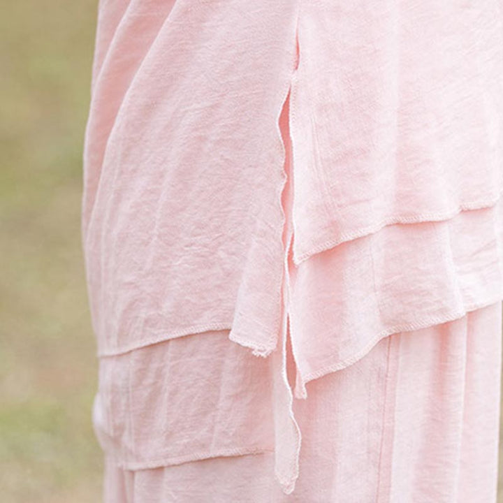 Buddha Stones 2 szt. Gładki wzór Top Spodnie Medytacja Joga Zen Tai Chi Bawełna Lniana Odzież Damska Zestaw - image 9