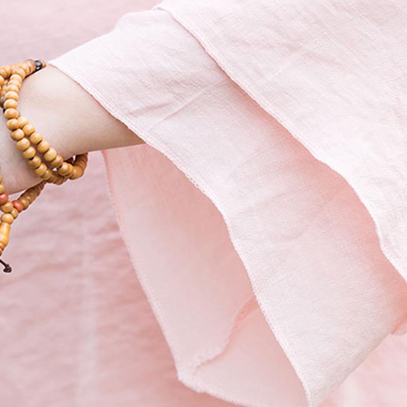 Buddha Stones 2 szt. Gładki wzór Top Spodnie Medytacja Joga Zen Tai Chi Bawełna Lniana Odzież Damska Zestaw - image 7