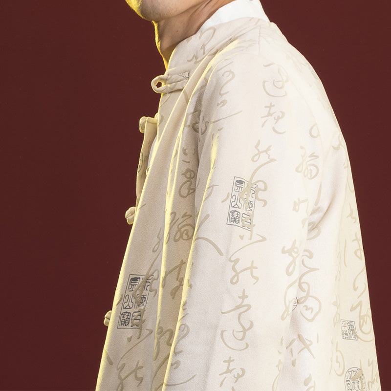 Buddha Stones Chińska Kaligrafia Odzież Kurtka Płaszcz Tang Garnitur Męski Odzież - image 8