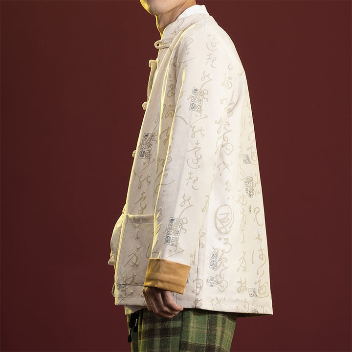 Buddha Stones Chińska Kaligrafia Odzież Kurtka Płaszcz Tang Garnitur Męski Odzież - image 10